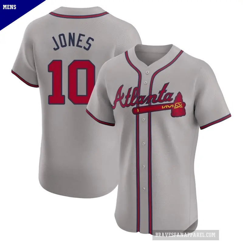 Men's No.10 Chipper Jones Atlanta Braves Gray Elite Road Jersey