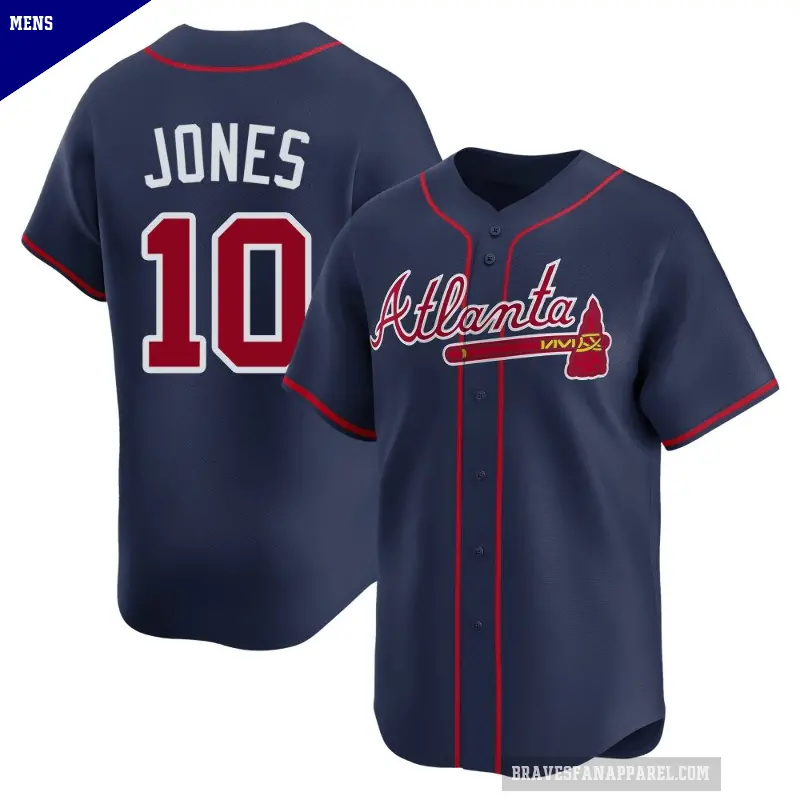 Men's No.10 Chipper Jones Atlanta Braves Navy Limited Alternate Jersey
