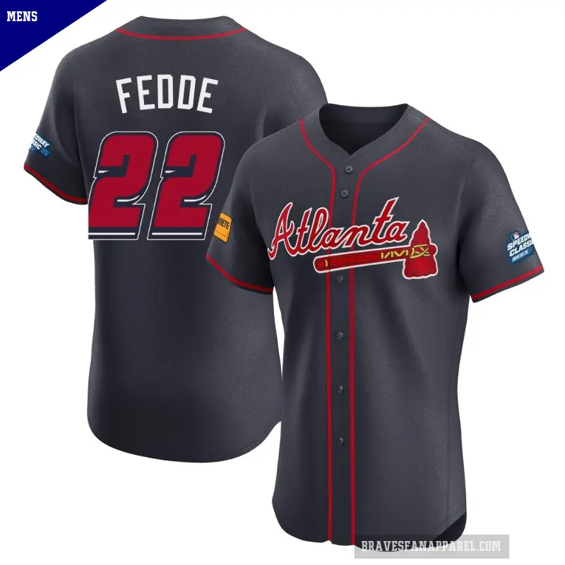 Men's No.22 Erick Fedde Atlanta Braves Navy Elite 2025 Speedway Classic Alternate Jersey