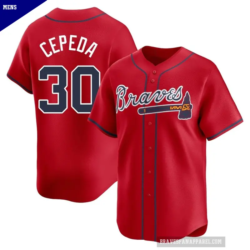 Men's No.30 Orlando Cepeda Atlanta Braves Red Limited Alternate Jersey