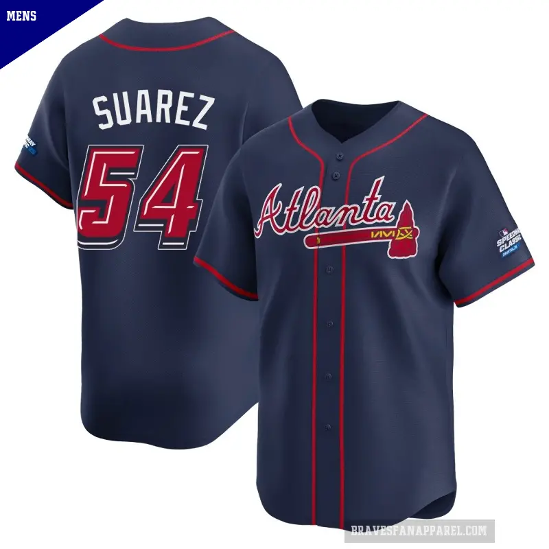 Men's No.54 Jose Suarez Atlanta Braves Navy Limited 2025 Speedway Classic Alternate Jersey