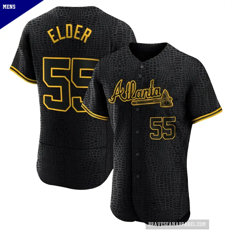 Men's No.55 Bryce Elder Atlanta Braves Black Authentic Snake Skin City Jersey