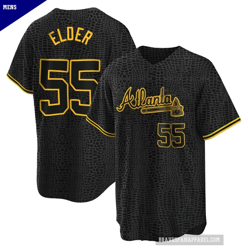 Men's No.55 Bryce Elder Atlanta Braves Black Replica Snake Skin City Jersey