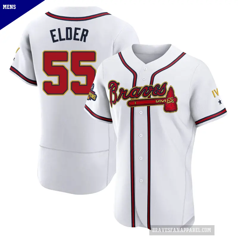 Men's No.55 Bryce Elder Atlanta Braves Gold Authentic White 2022 Program Jersey