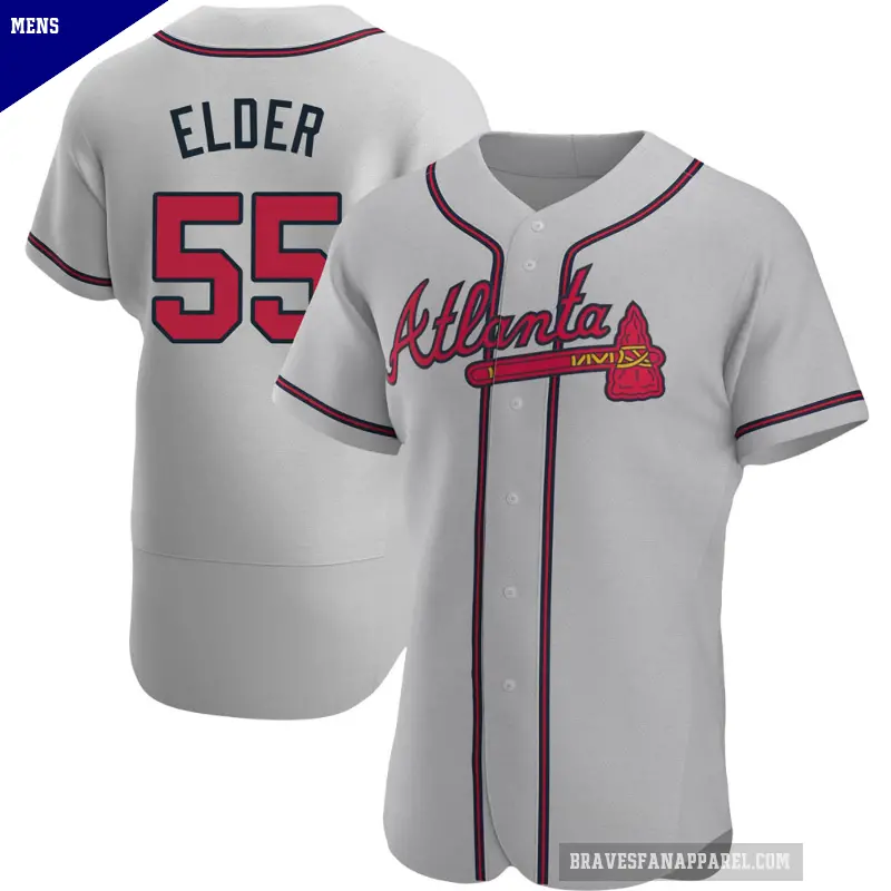 Men's No.55 Bryce Elder Atlanta Braves Gray Authentic Road Jersey
