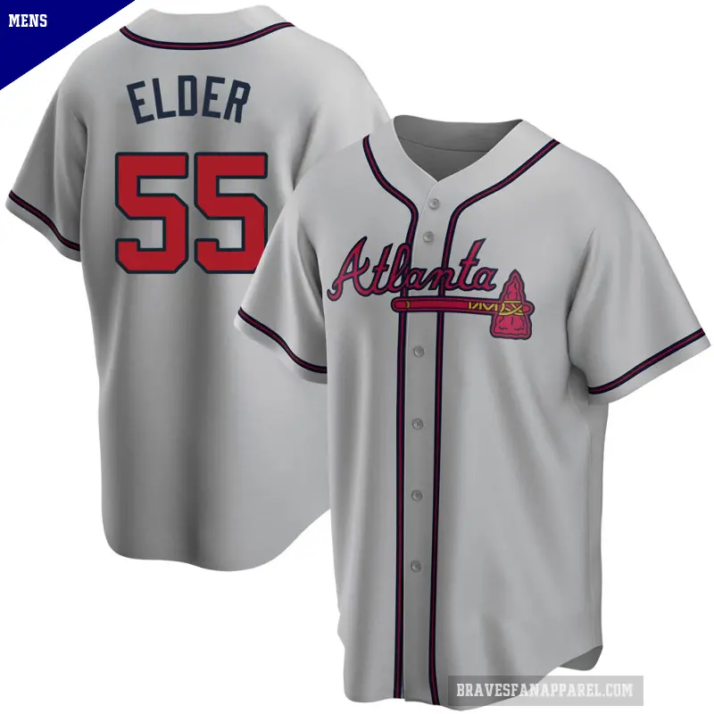 Men's No.55 Bryce Elder Atlanta Braves Gray Replica Road Jersey