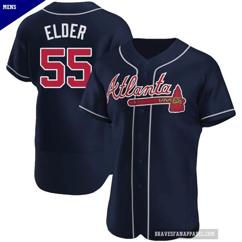 Men's No.55 Bryce Elder Atlanta Braves Navy Authentic Alternate Jersey