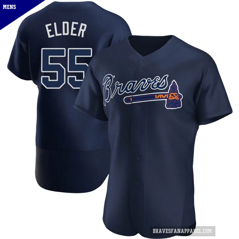Men's No.55 Bryce Elder Atlanta Braves Navy Authentic Alternate Team Name Jersey
