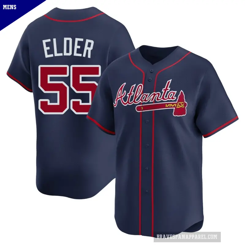 Men's No.55 Bryce Elder Atlanta Braves Navy Limited Alternate Jersey