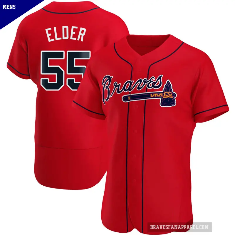 Men's No.55 Bryce Elder Atlanta Braves Red Authentic Alternate Jersey