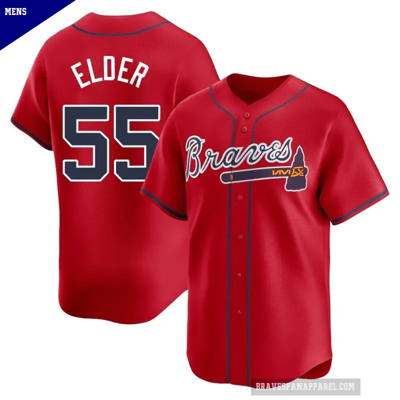 Men's No.55 Bryce Elder Atlanta Braves Red Limited Alternate Jersey