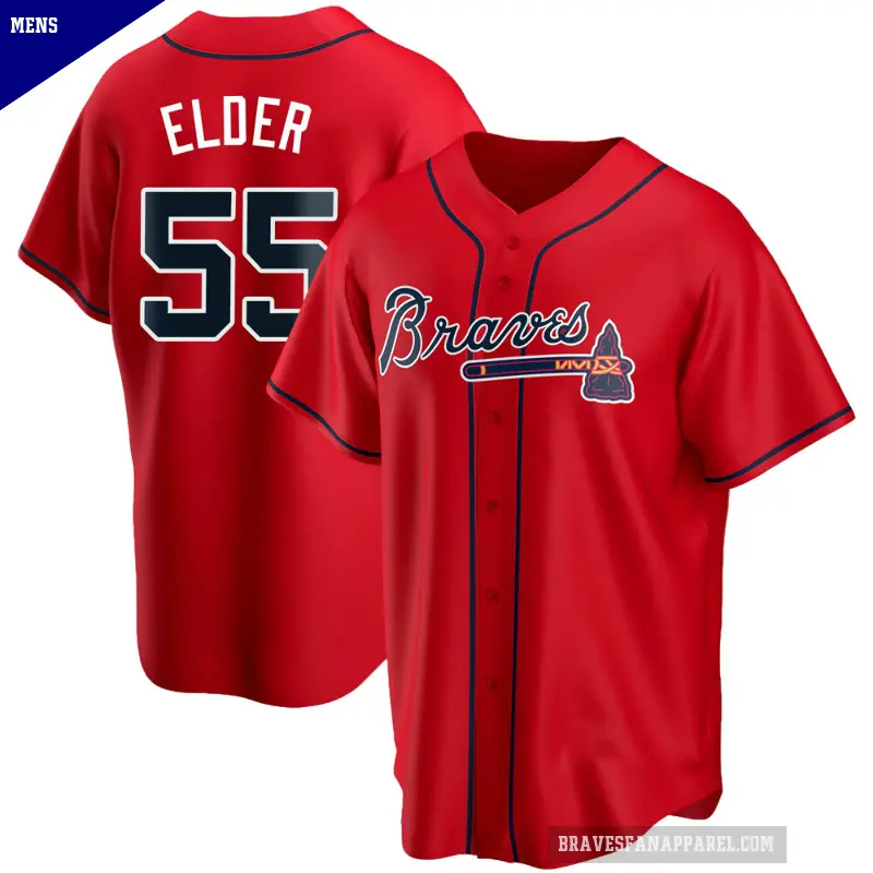 Men's No.55 Bryce Elder Atlanta Braves Red Replica Alternate Jersey