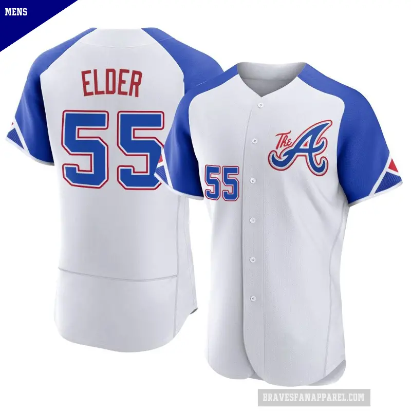 Men's No.55 Bryce Elder Atlanta Braves White Authentic 2023 City Connect Jersey