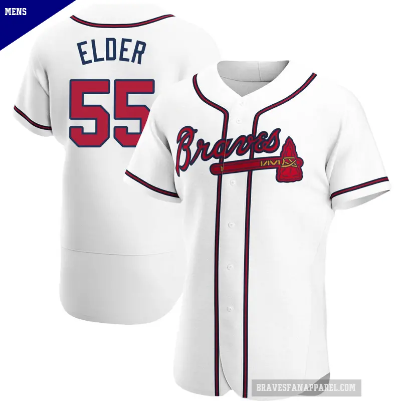 Men's No.55 Bryce Elder Atlanta Braves White Authentic Home Jersey