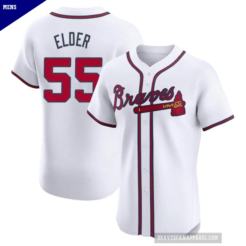 Men's No.55 Bryce Elder Atlanta Braves White Elite Home Jersey