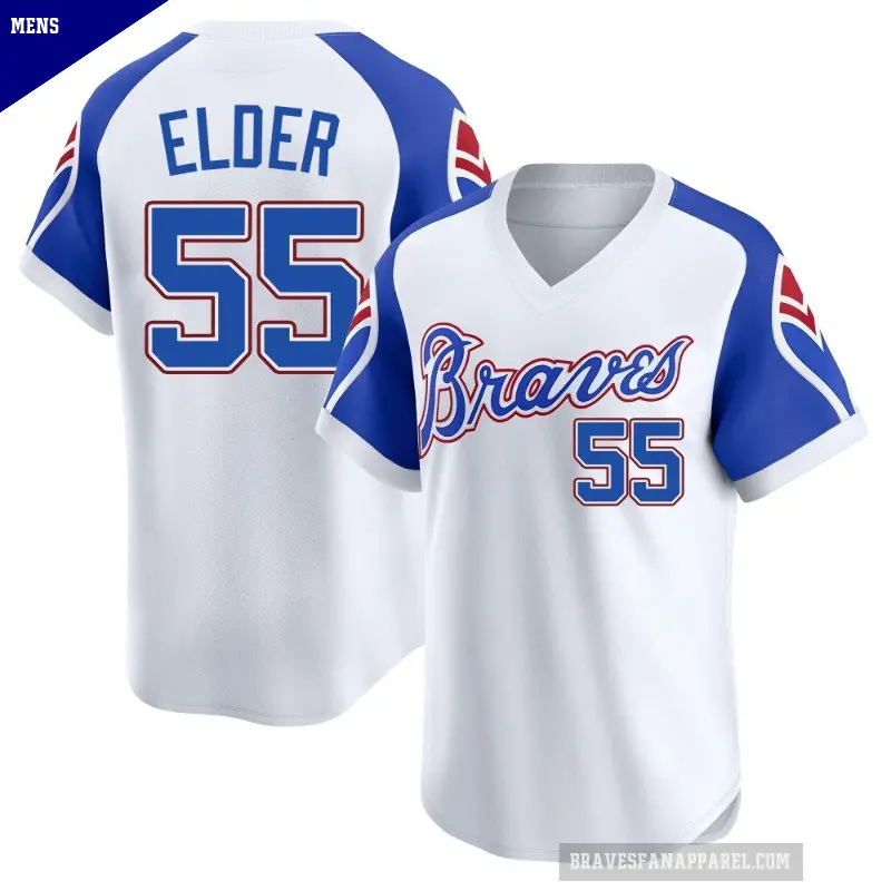 Men's No.55 Bryce Elder Atlanta Braves White Limited Throwback Cooperstown Collection Jersey