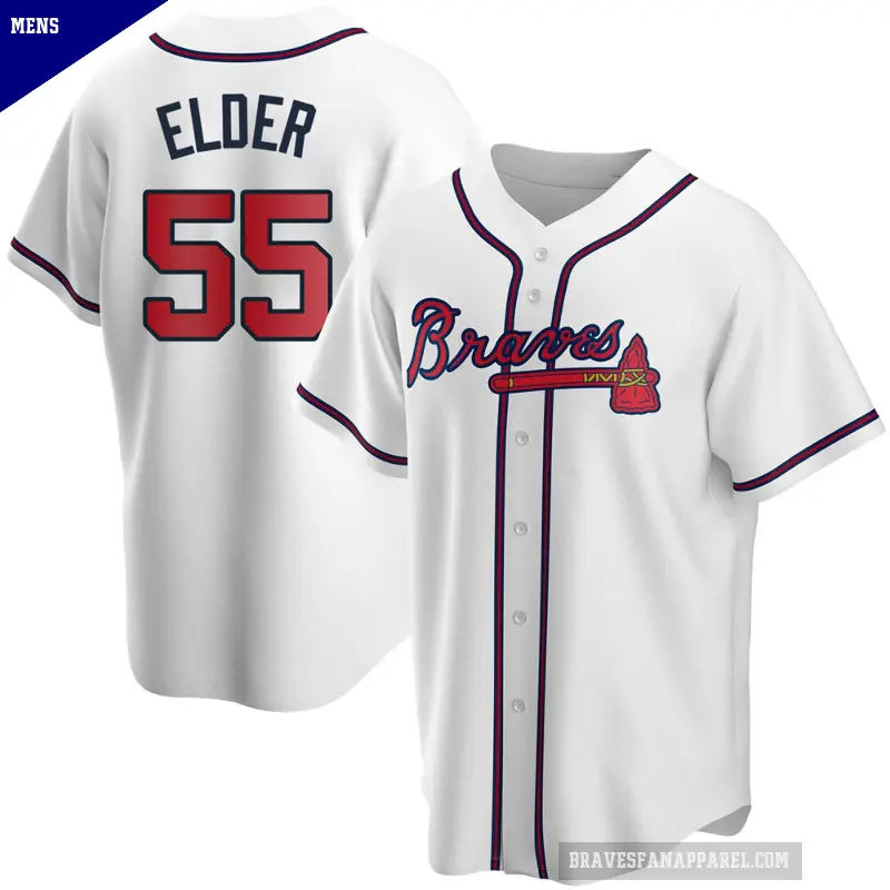 Men's No.55 Bryce Elder Atlanta Braves White Replica Home Jersey