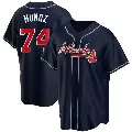 Men's No.74 Rolddy Munoz Atlanta Braves Navy Replica Alternate Jersey