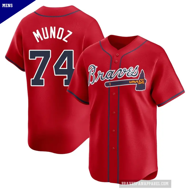Men's No.74 Rolddy Munoz Atlanta Braves Red Limited Alternate Jersey