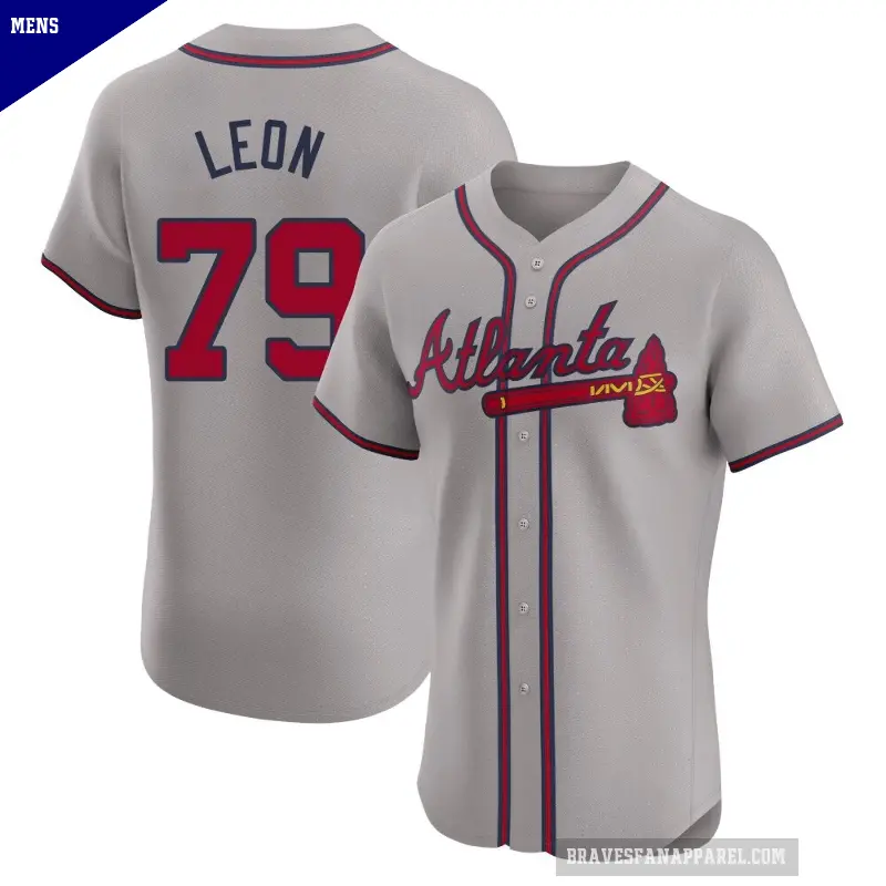 Men's No.79 Sandy Leon Atlanta Braves Gray Elite Road Jersey