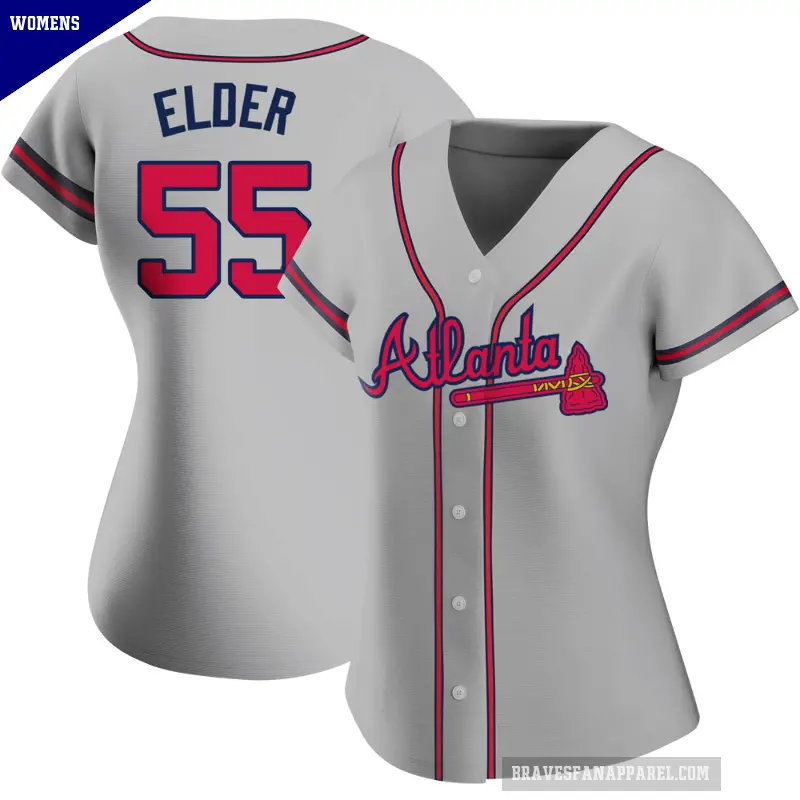 Women's No.55 Bryce Elder Atlanta Braves Gray Authentic Road Jersey