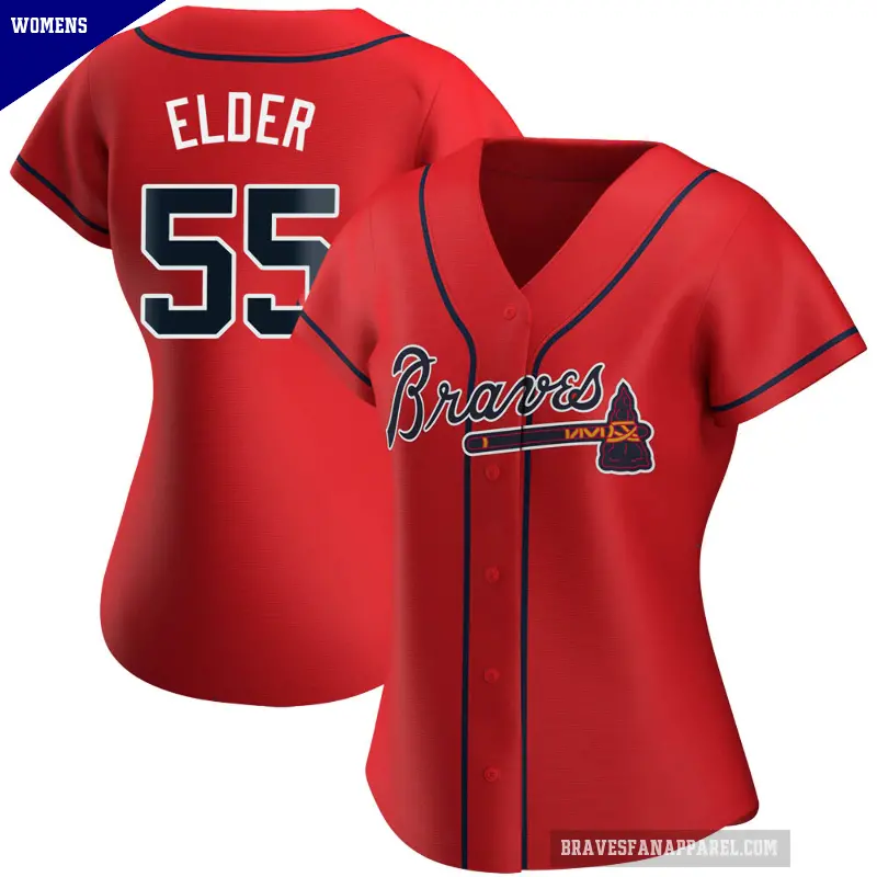 Women's No.55 Bryce Elder Atlanta Braves Red Authentic Alternate Jersey