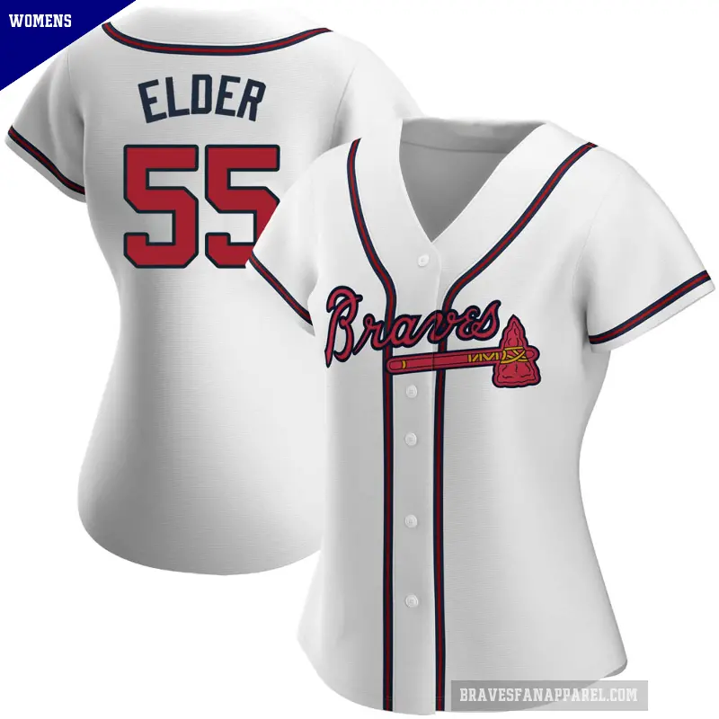 Women's No.55 Bryce Elder Atlanta Braves White Authentic Home Jersey