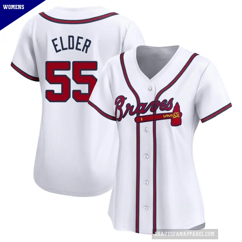 Women's No.55 Bryce Elder Atlanta Braves White Limited Home Jersey