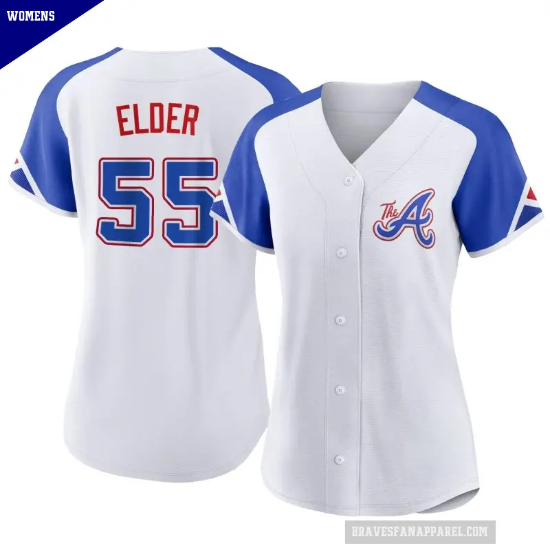Women's No.55 Bryce Elder Atlanta Braves White Replica 2023 City Connect Jersey