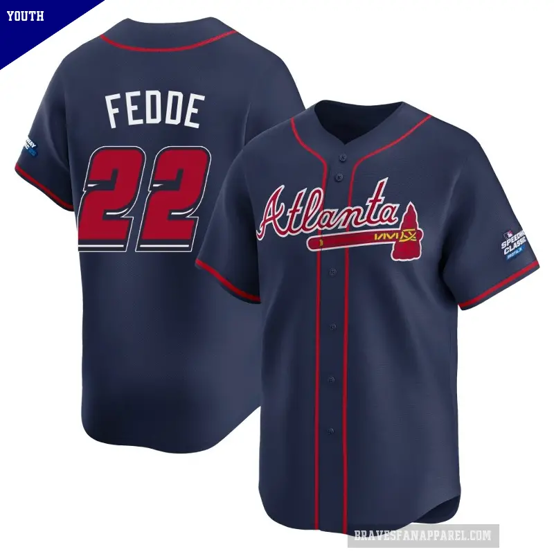 Youth No.22 Erick Fedde Atlanta Braves Navy Limited 2025 Speedway Classic Alternate Jersey