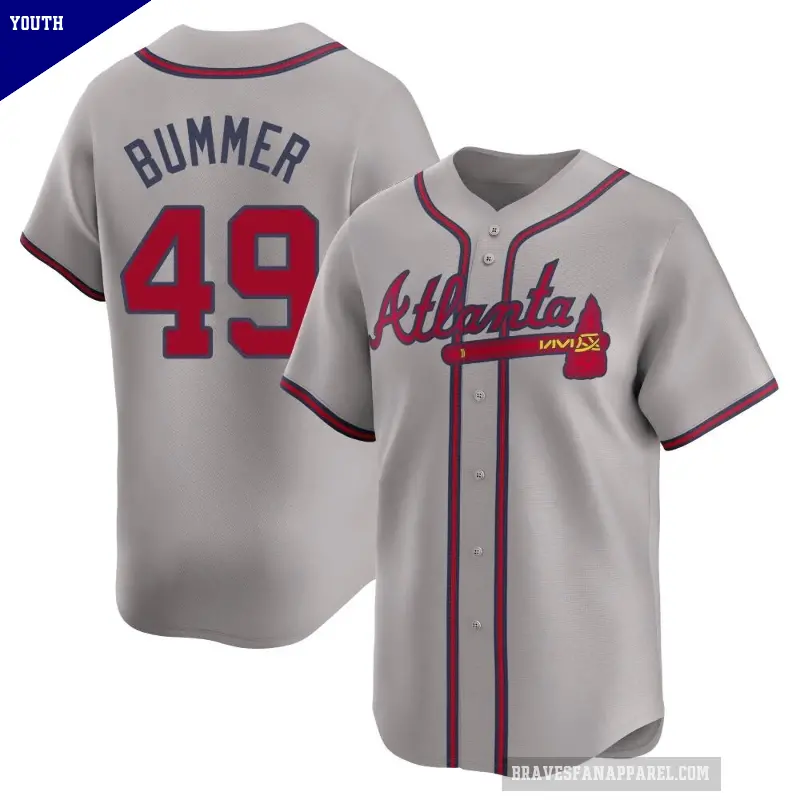 Youth No.49 Aaron Bummer Atlanta Braves Gray Limited Away Jersey