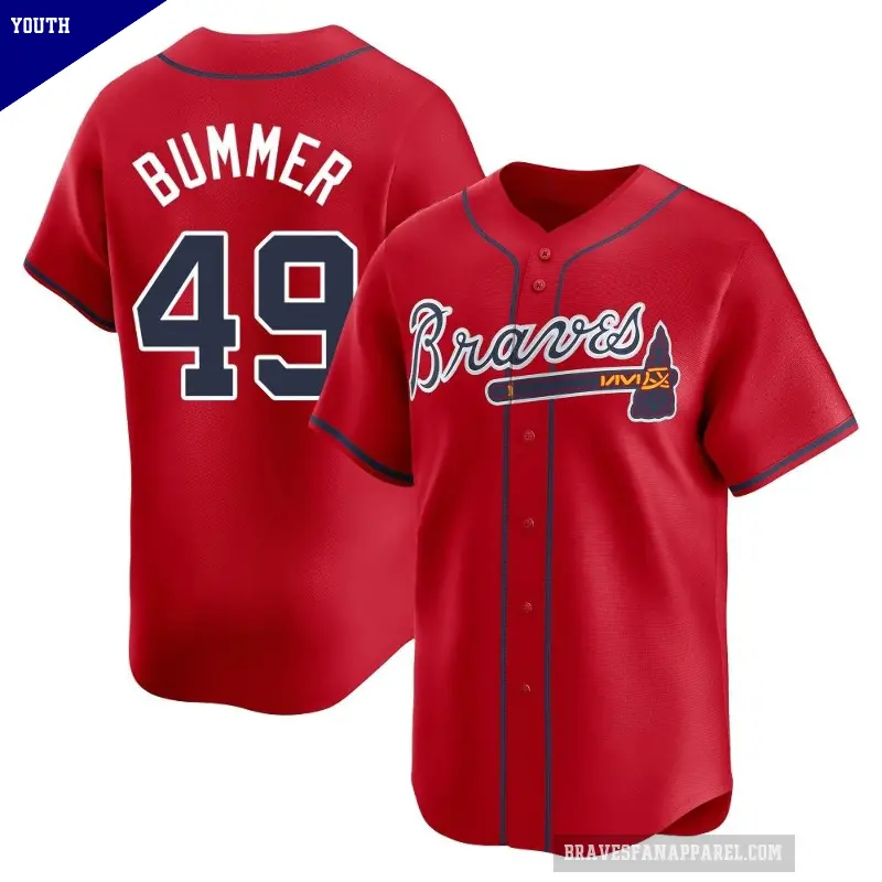 Youth No.49 Aaron Bummer Atlanta Braves Red Limited Alternate Jersey
