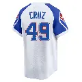 Youth No.49 Jesus Cruz Atlanta Braves White Limited Throwback Cooperstown Collection Jersey