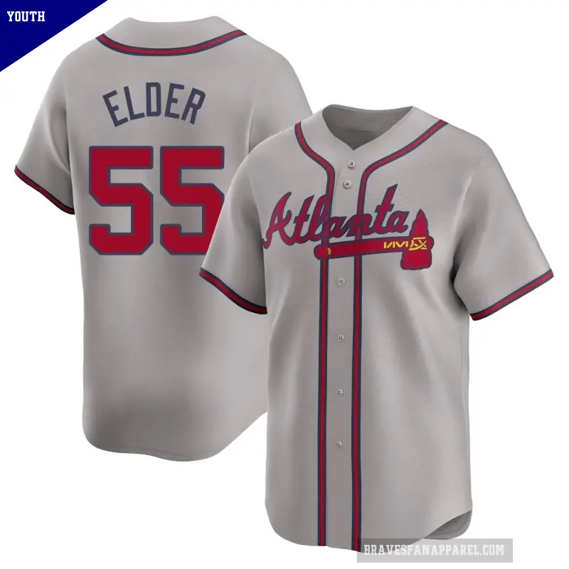 Youth No.55 Bryce Elder Atlanta Braves Gray Limited Away Jersey
