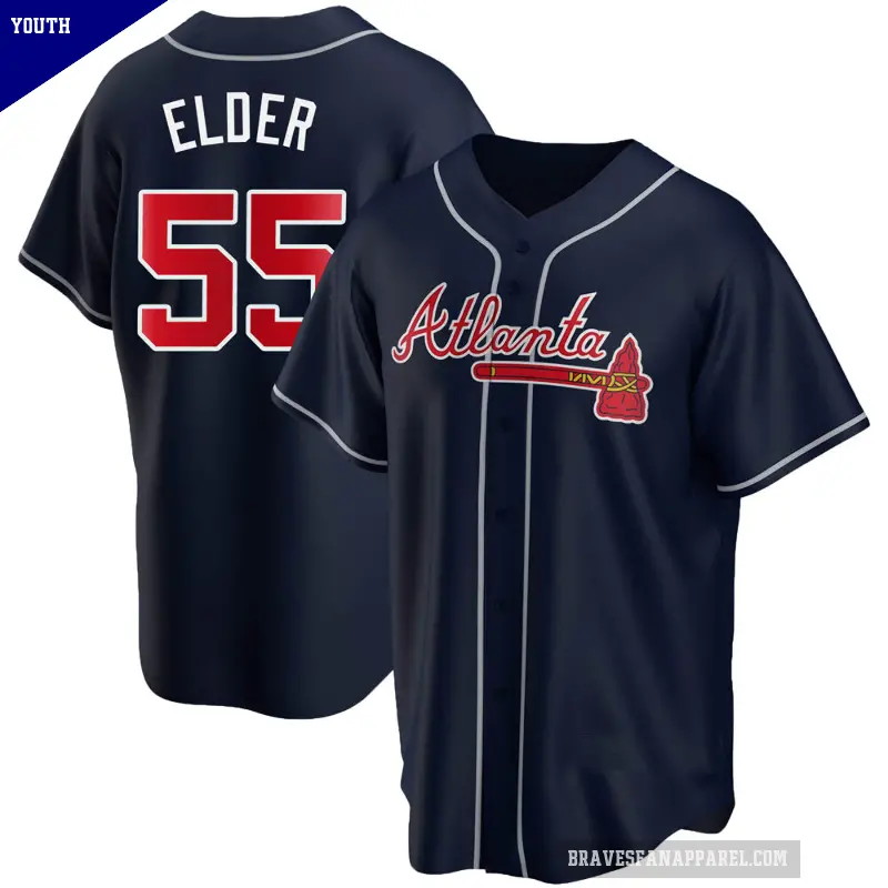 Youth No.55 Bryce Elder Atlanta Braves Navy Replica Alternate Jersey