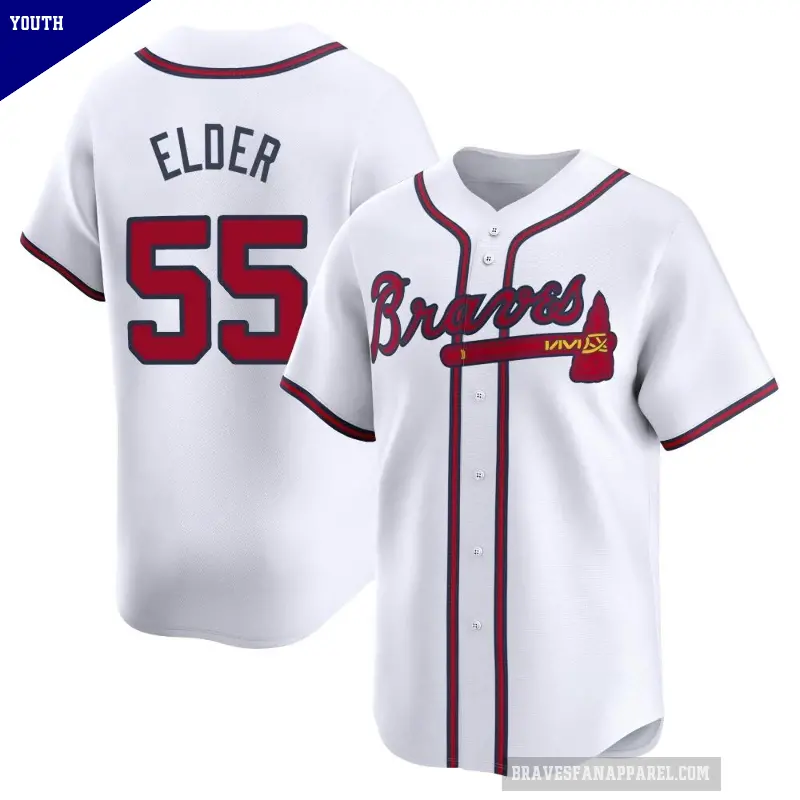 Youth No.55 Bryce Elder Atlanta Braves White Limited Home Jersey