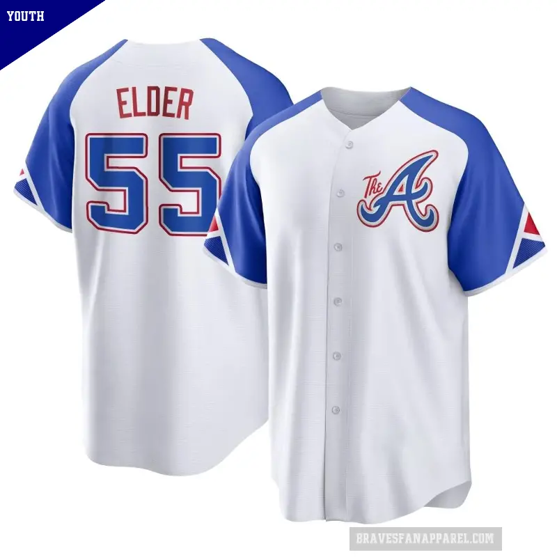 Youth No.55 Bryce Elder Atlanta Braves White Replica 2023 City Connect Jersey